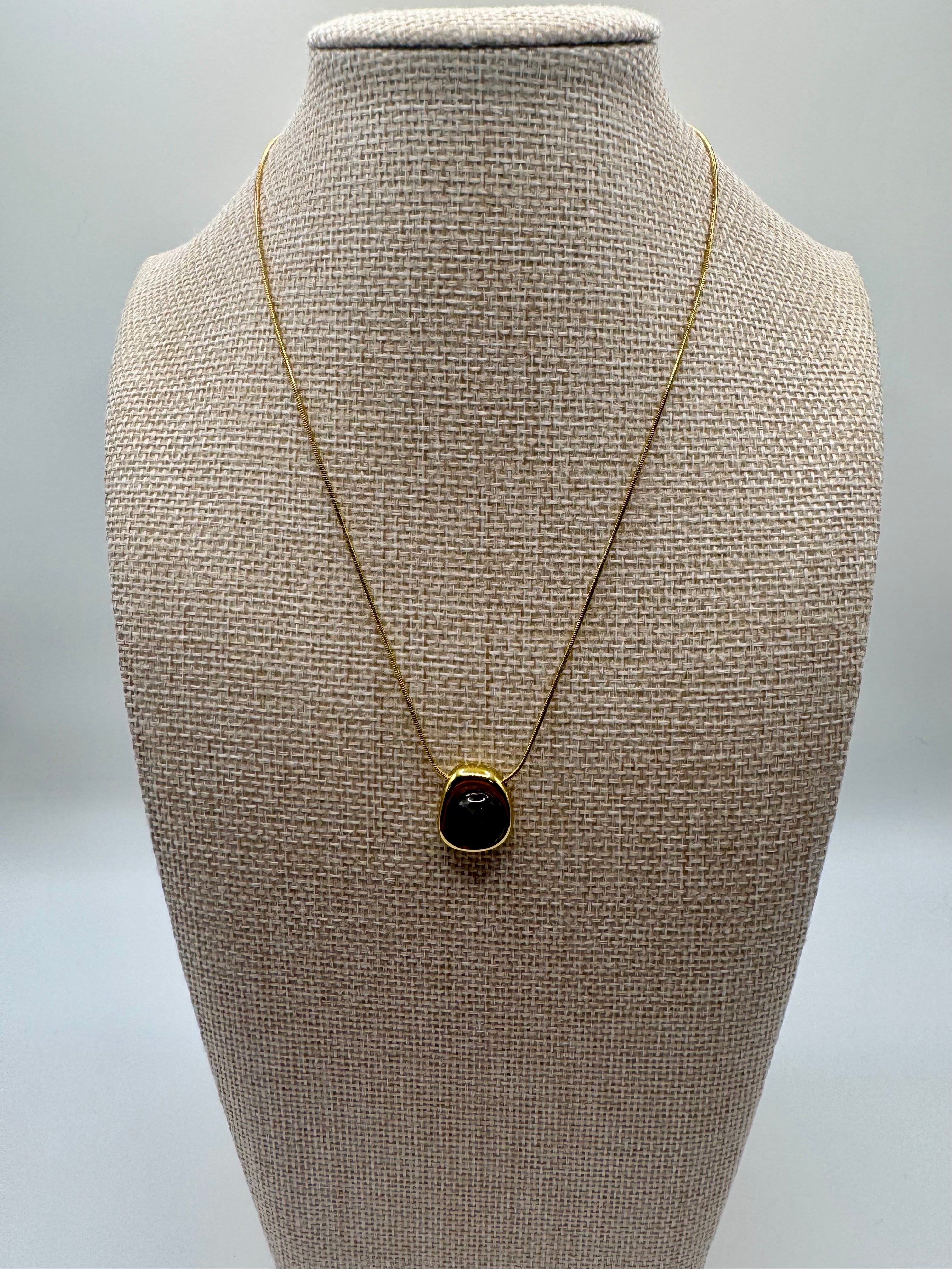 Pallasite Gold Plated Stainless Steel Necklace