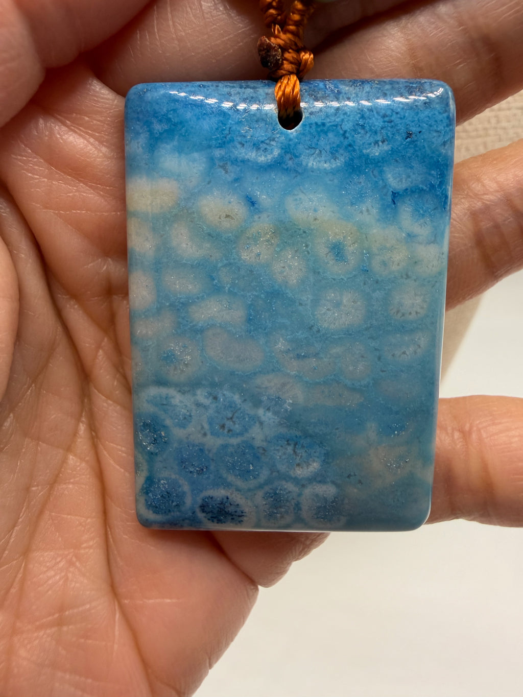 Blue Coral Agate Pendant with Beads Necklace