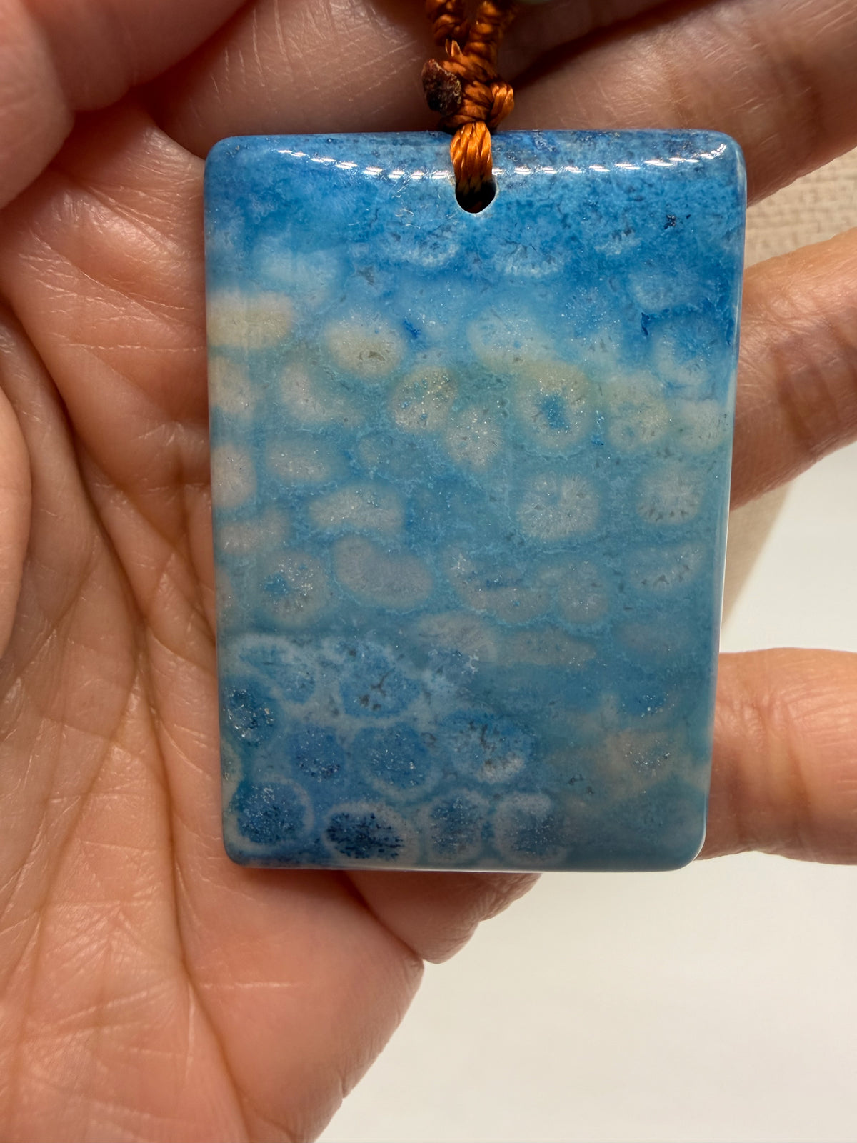 Blue Coral Agate Pendant with Beads Necklace