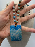 Blue Coral Agate Pendant with Beads Necklace