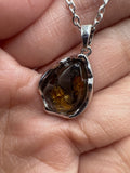 Pallasite Teardrop Stainless Steel Necklace