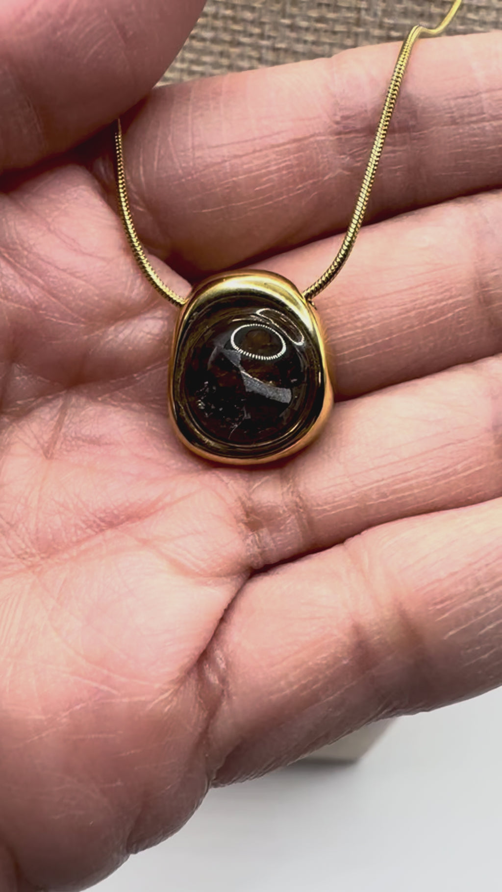 Pallasite Gold Plated Stainless Steel Necklace