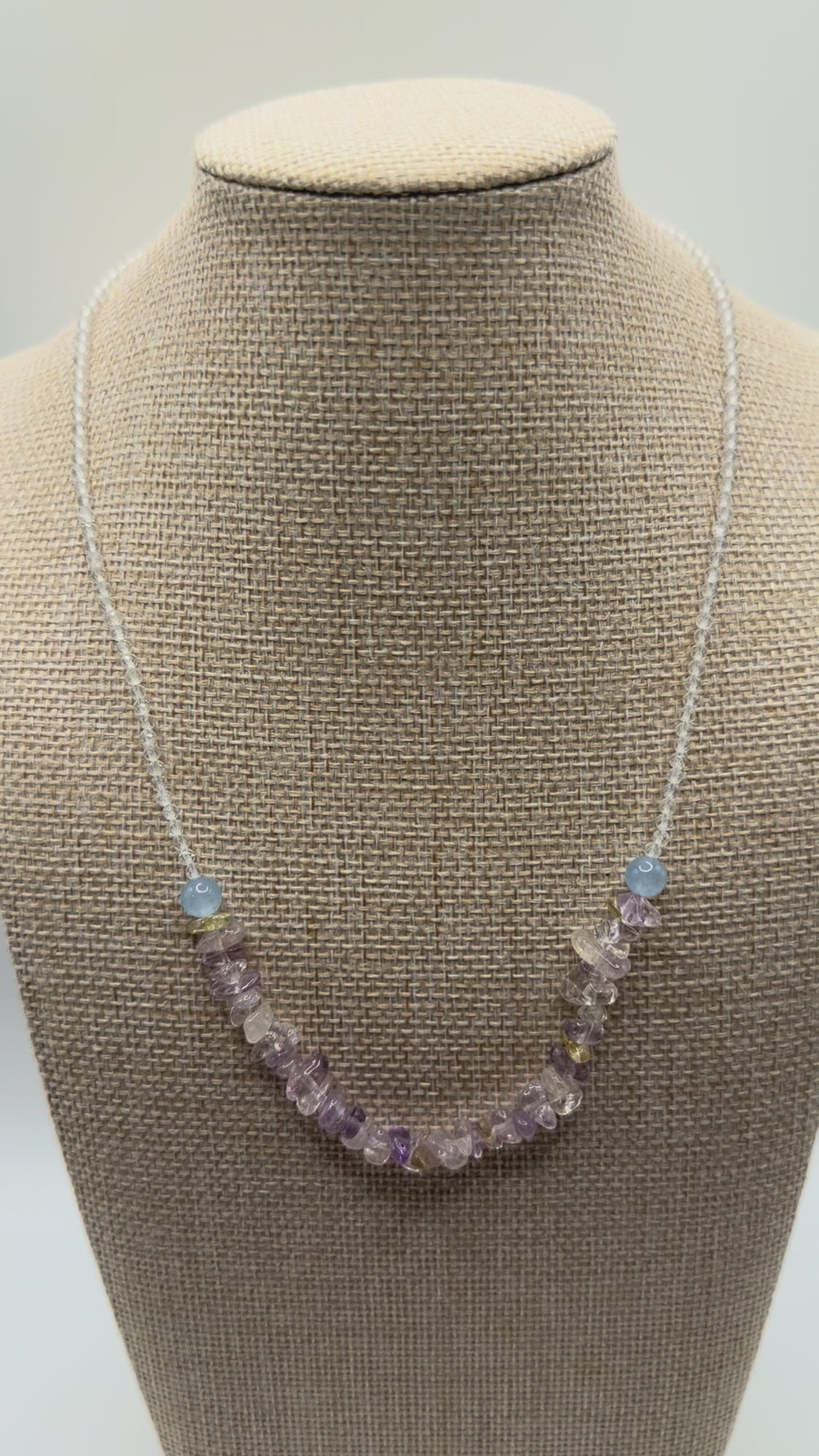 Natural Amethyst, Clear Quartz &amp; Citrine Chip Necklace